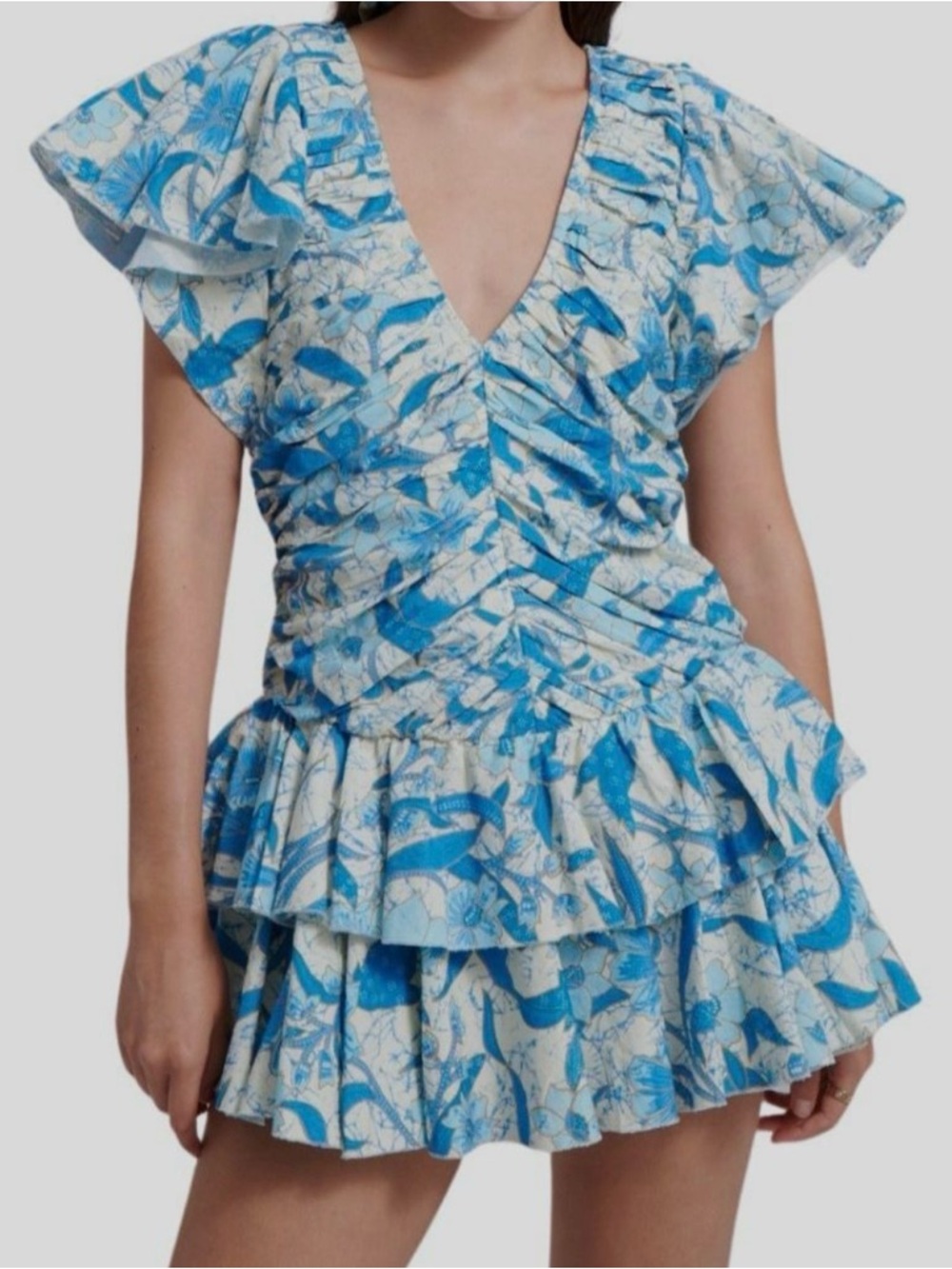 LOVE THE LABEL Women Blue Priya Printed  Mini Dress Size Small